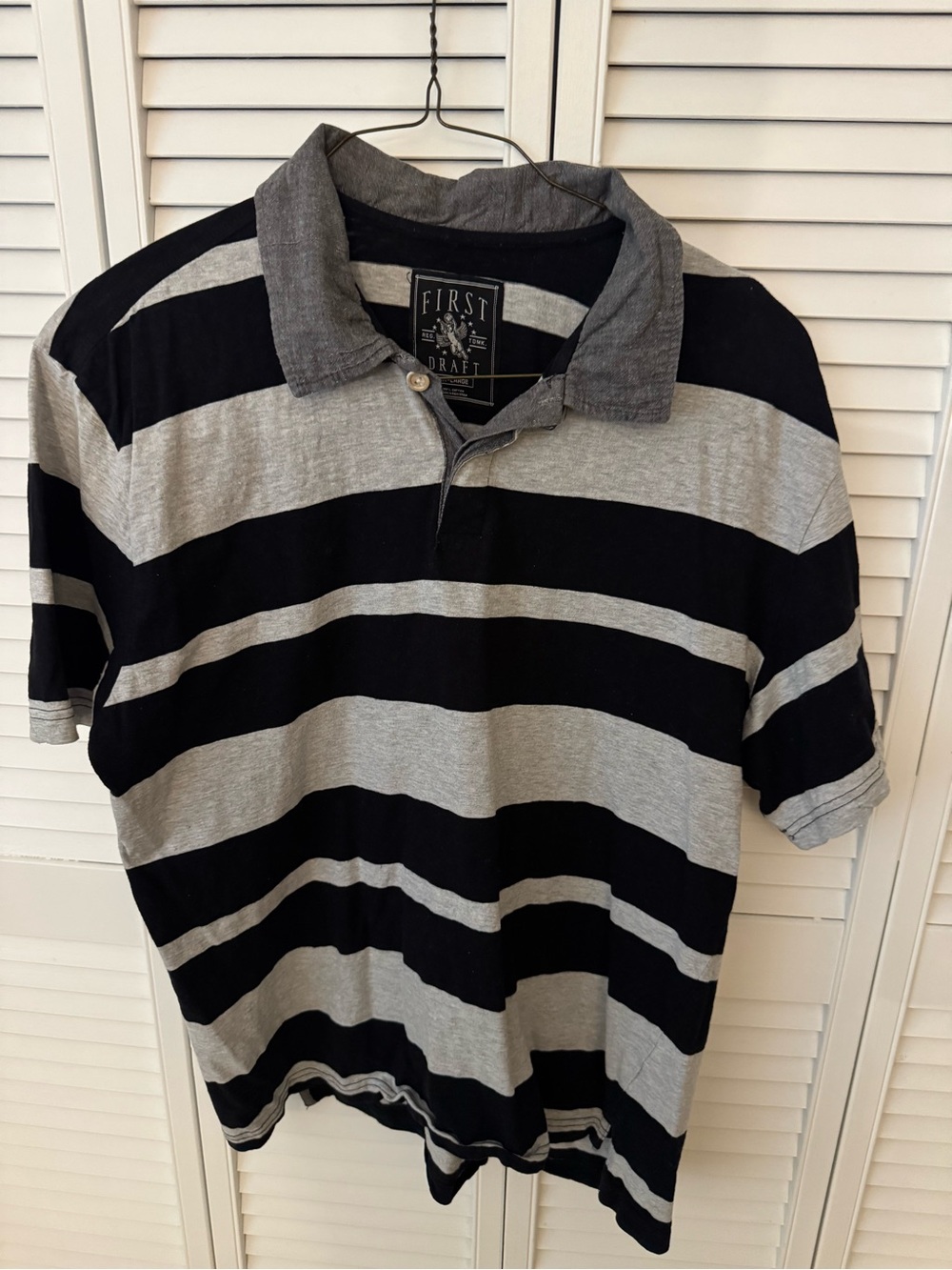 Men’s Black and Gray Striped Polo